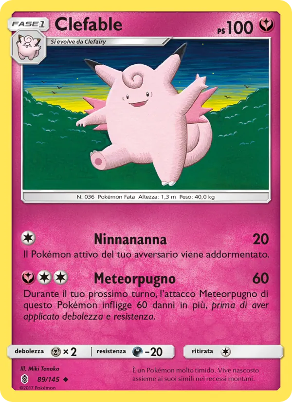 Carta Clefable dell'espansione Guardiani Nascenti, numero 89/145