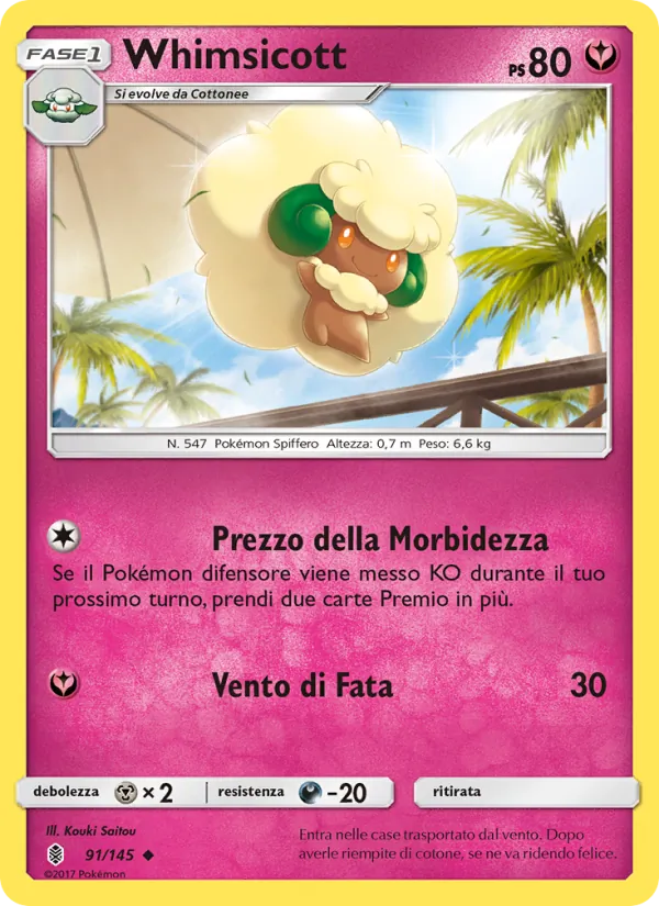 Carta Whimsicott dell'espansione Guardiani Nascenti, numero 91/145