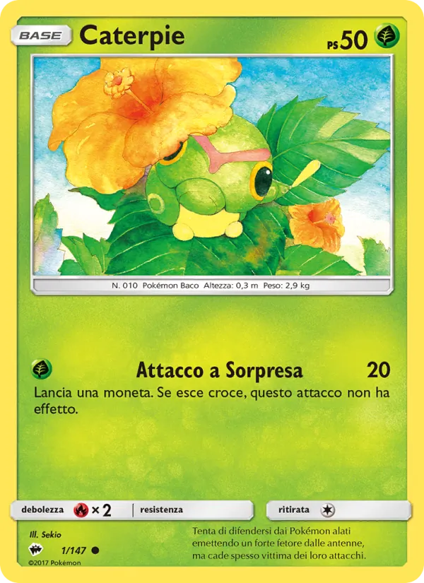 Carta Caterpie dell'espansione Ombre Infuocate, numero 1/147