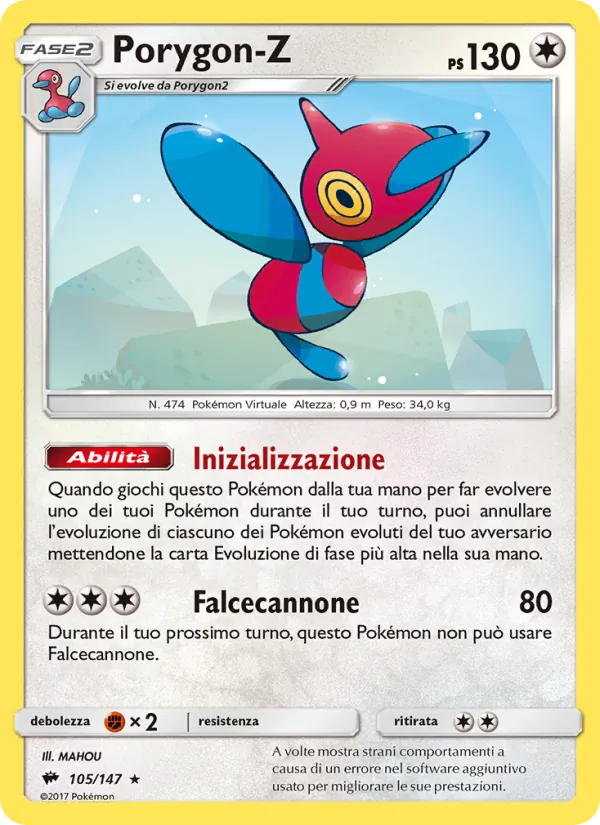 Carta Porygon-Z dell'espansione Ombre Infuocate, numero 105/147