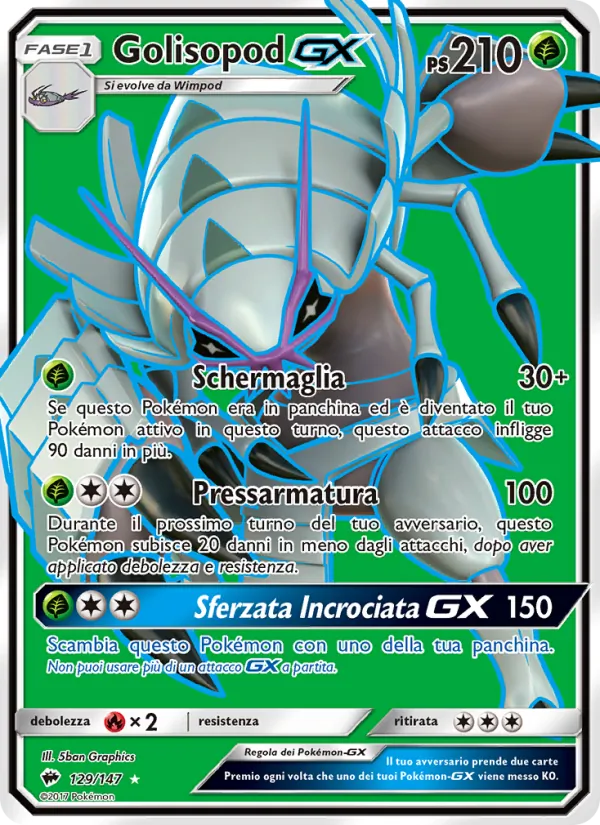 Carta Golisopod GX dell'espansione Ombre Infuocate, numero 129/147