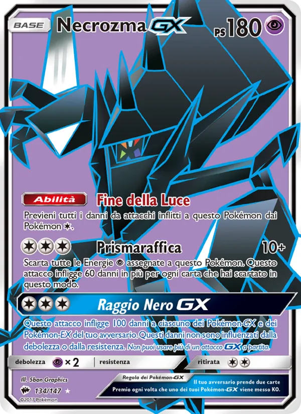 Carta Necrozma GX dell'espansione Ombre Infuocate, numero 134/147