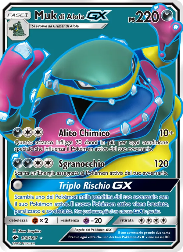 Carta Muk di Alola GX dell'espansione Ombre Infuocate, numero 138/147