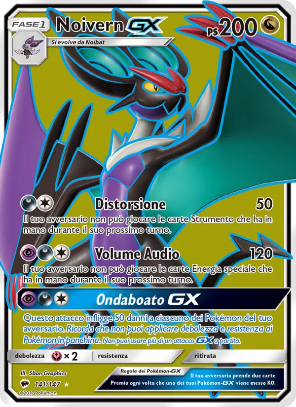 Carta Noivern GX dell'espansione Ombre Infuocate, numero 141/147