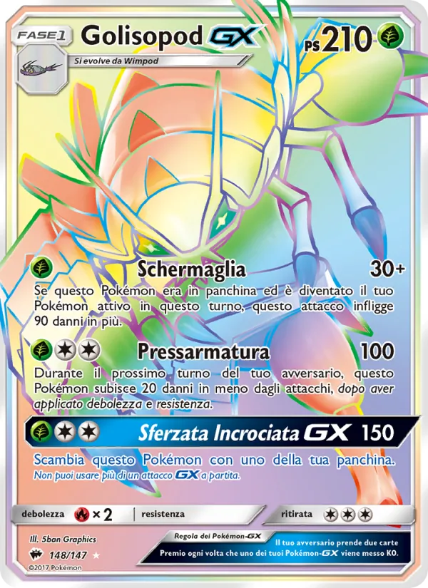 Carta Golisopod GX dell'espansione Ombre Infuocate, numero 148/147