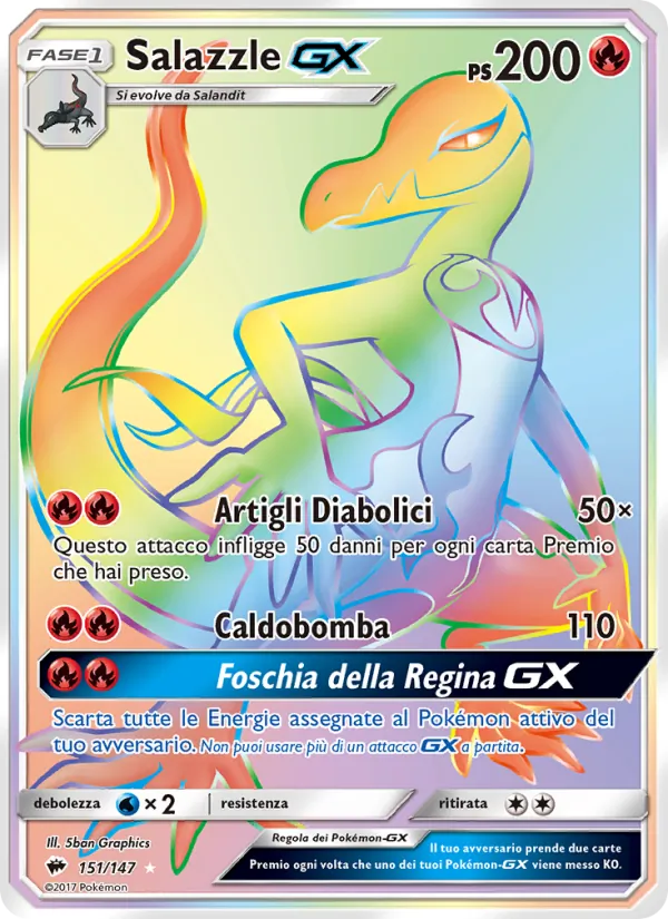 Carta Salazzle GX dell'espansione Ombre Infuocate, numero 151/147