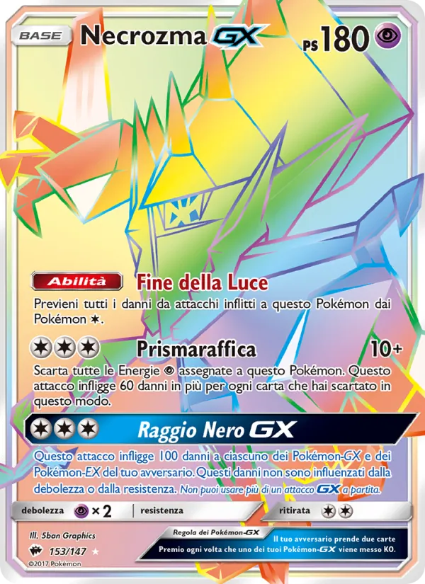 Carta Necrozma GX dell'espansione Ombre Infuocate, numero 153/147