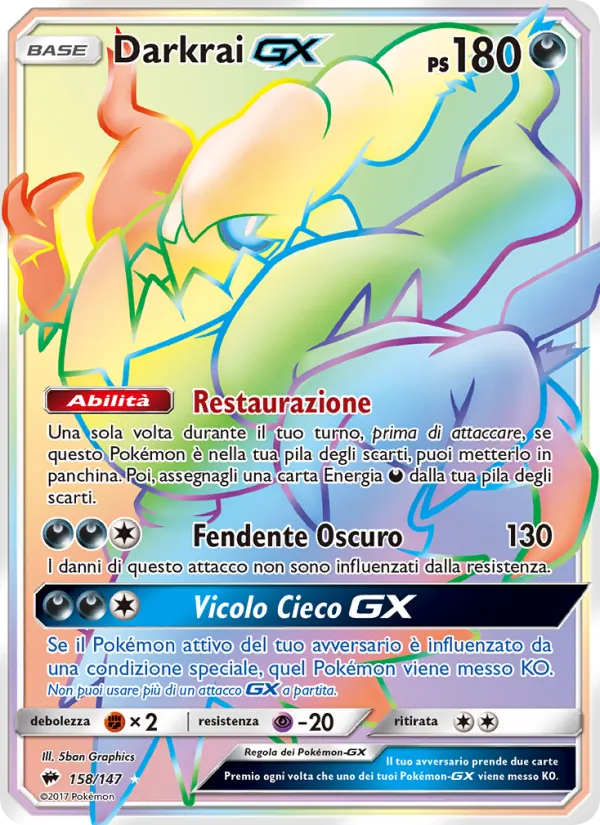 Carta Darkrai GX dell'espansione Ombre Infuocate, numero 158/147