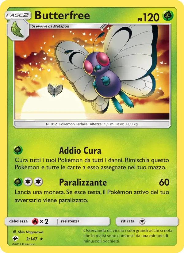 Carta Butterfree dell'espansione Ombre Infuocate, numero 3/147