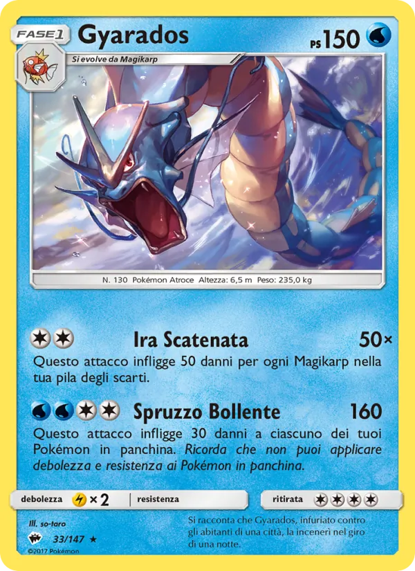 Carta Gyarados dell'espansione Ombre Infuocate, numero 33/147