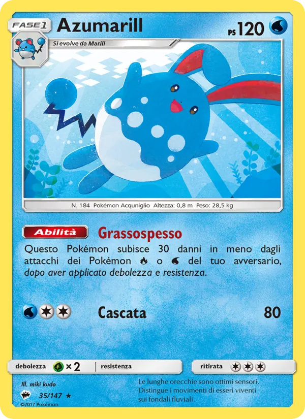 Carta Azumarill dell'espansione Ombre Infuocate, numero 35/147