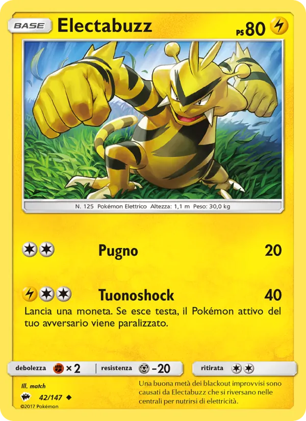 Carta Electabuzz dell'espansione Ombre Infuocate, numero 42/147