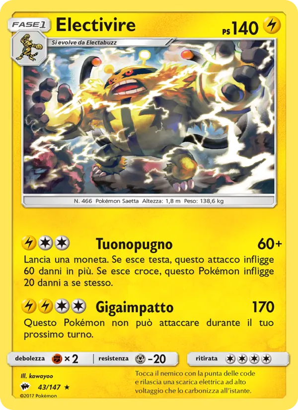 Carta Electivire dell'espansione Ombre Infuocate, numero 43/147