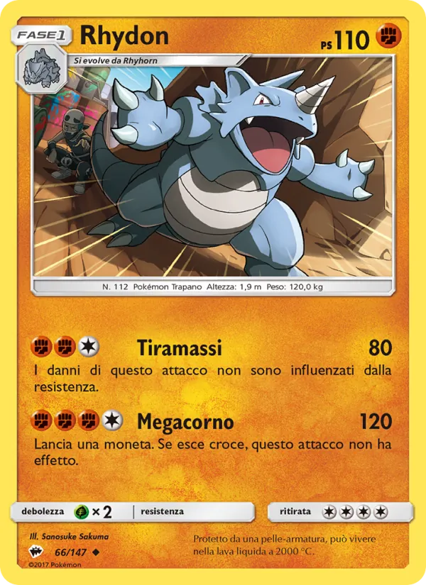 Carta Rhydon dell'espansione Ombre Infuocate, numero 66/147