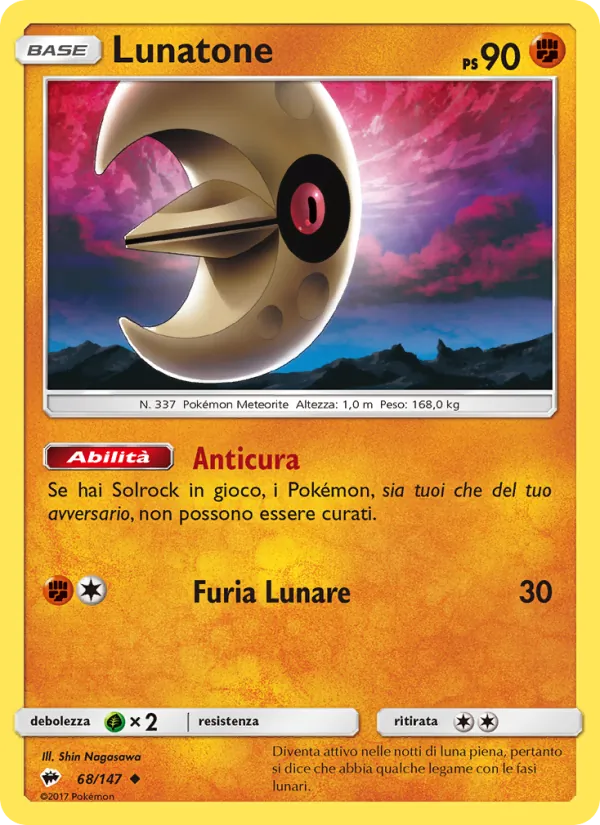 Carta Lunatone dell'espansione Ombre Infuocate, numero 68/147