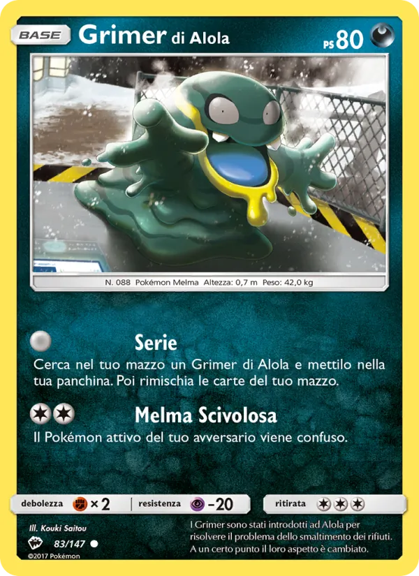 Carta Grimer di Alola dell'espansione Ombre Infuocate, numero 83/147