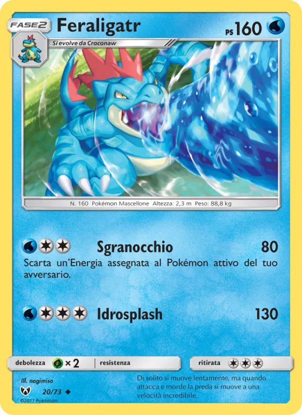 Carta Feraligatr dell'espansione Leggende Iridescenti, numero 20/73