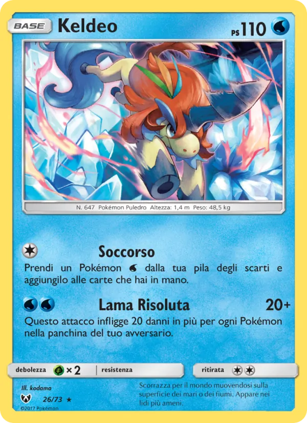 Carta Keldeo dell'espansione Leggende Iridescenti, numero 26/73