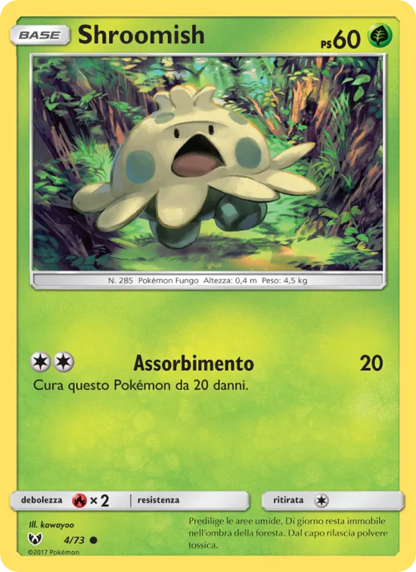 Carta Shroomish dell'espansione Leggende Iridescenti, numero 4/73