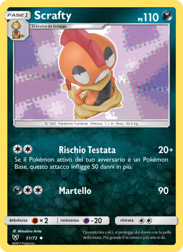 Carta Scrafty dell'espansione Leggende Iridescenti, numero 51/73