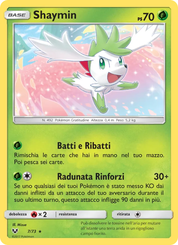 Carta Shaymin dell'espansione Leggende Iridescenti, numero 7/73