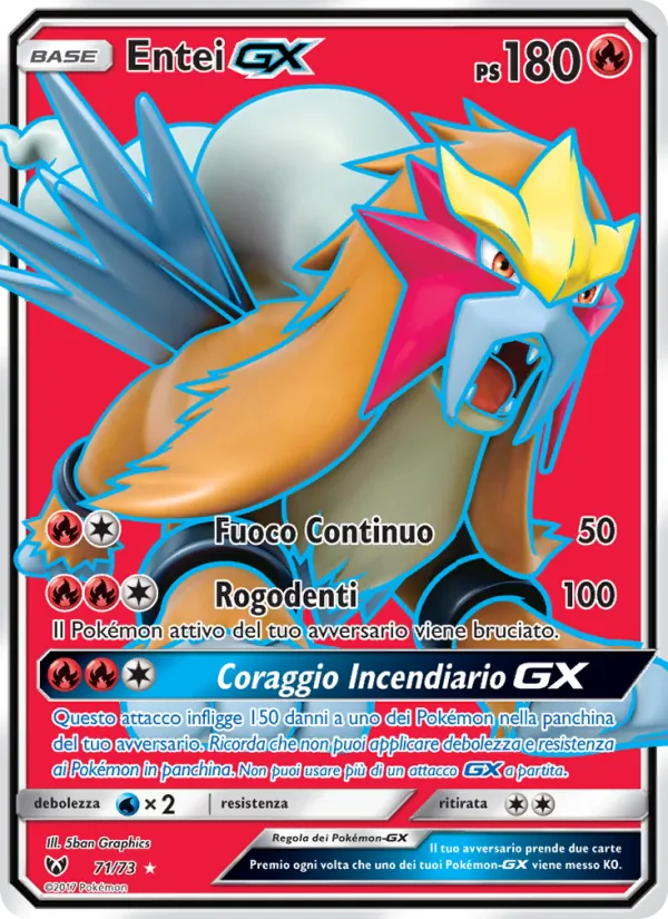 Carta Entei GX dell'espansione Leggende Iridescenti, numero 71/73
