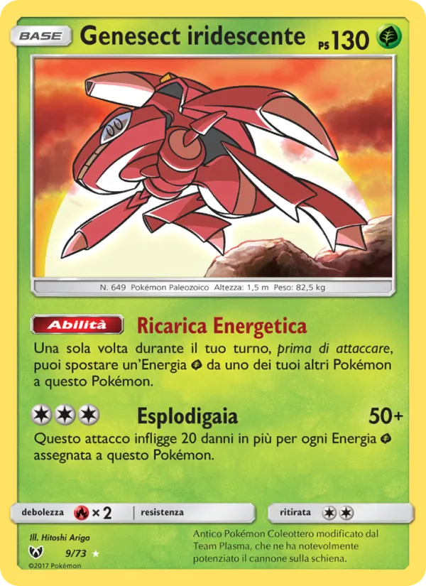 Carta Genesect iridescente dell'espansione Leggende Iridescenti, numero 9/73