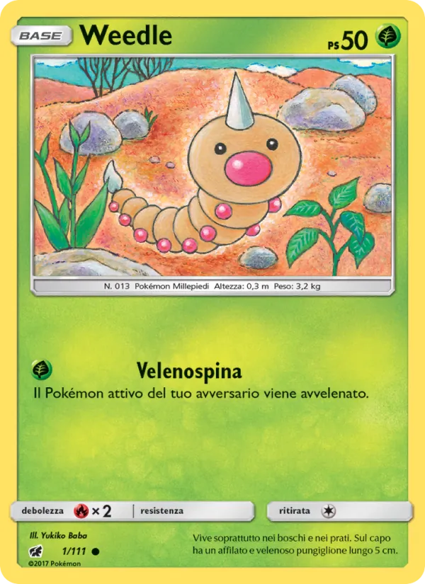 Carta Weedle dell'espansione Invasione Scarlatta, numero 1/111