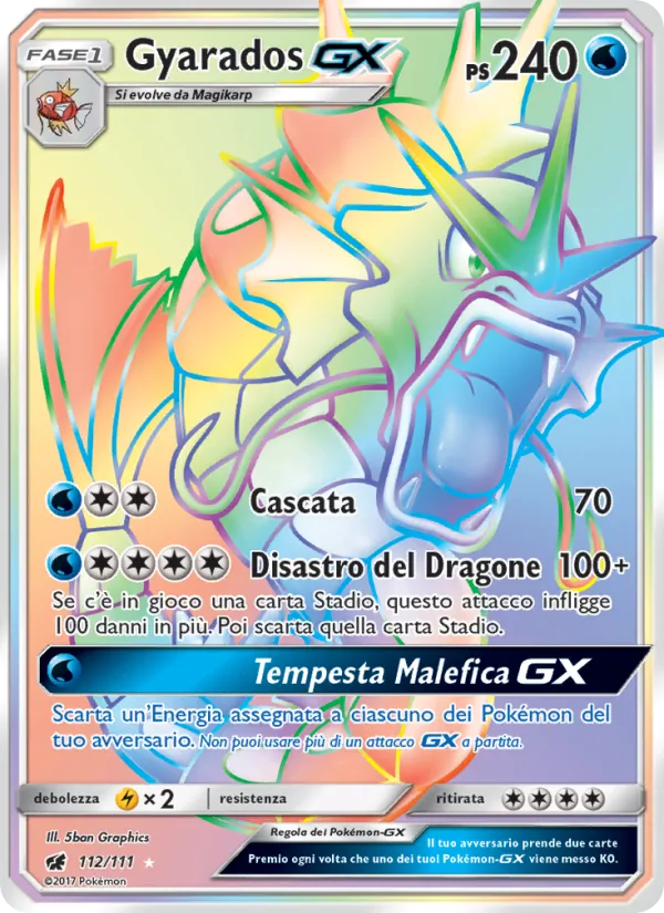 Carta Gyarados GX dell'espansione Invasione Scarlatta, numero 112/111