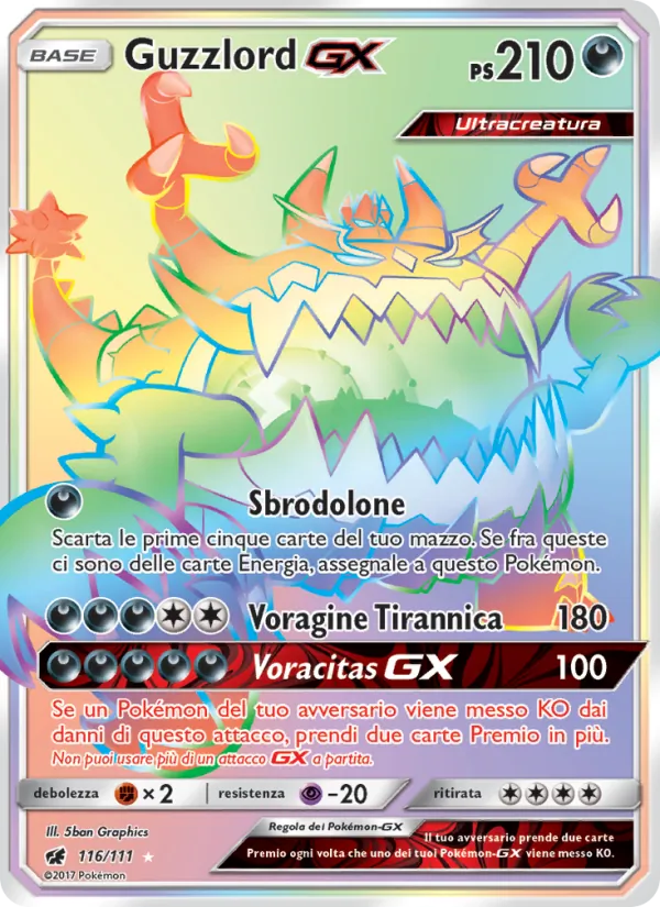 Carta Guzzlord GX dell'espansione Invasione Scarlatta, numero 116/111