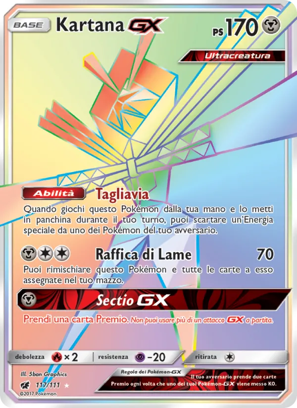 Carta Kartana GX dell'espansione Invasione Scarlatta, numero 117/111