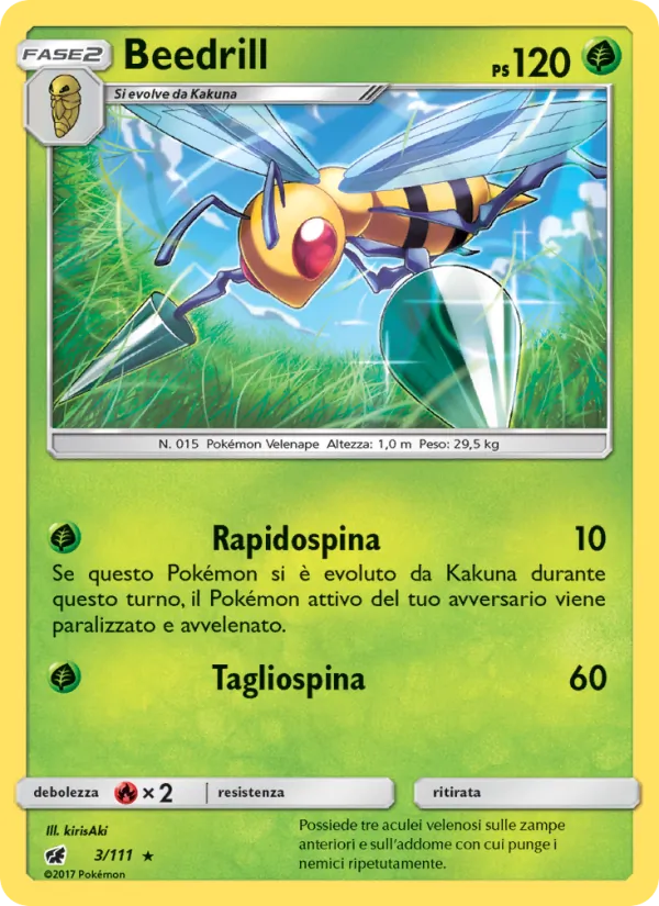 Carta Beedrill dell'espansione Invasione Scarlatta, numero 3/111