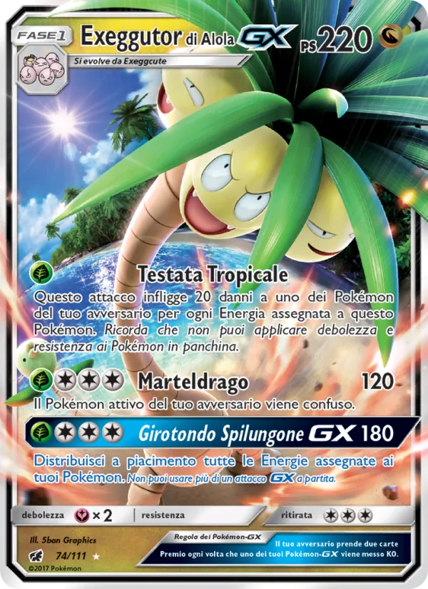 Carta Exeggutor di Alola GX dell'espansione Invasione Scarlatta, numero 74/111