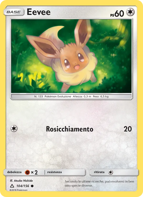 Carta Eevee dell'espansione Ultraprisma, numero 104/156