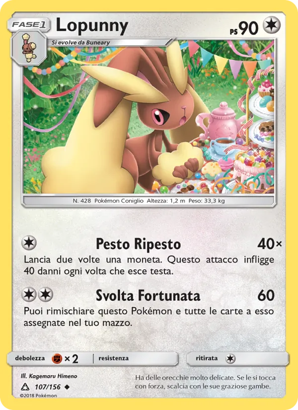 Carta Lopunny dell'espansione Ultraprisma, numero 107/156