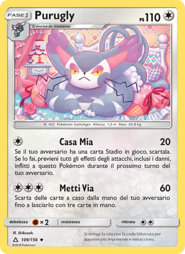 Carta Purugly dell'espansione Ultraprisma, numero 109/156