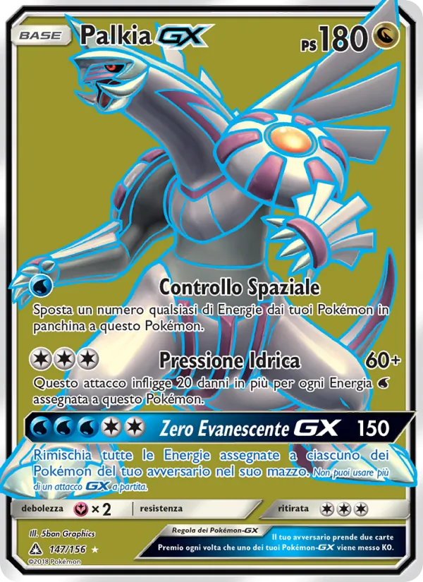 Carta Palkia GX dell'espansione Ultraprisma, numero 147/156