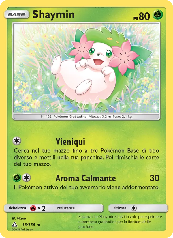 Carta Shaymin dell'espansione Ultraprisma, numero 15/156
