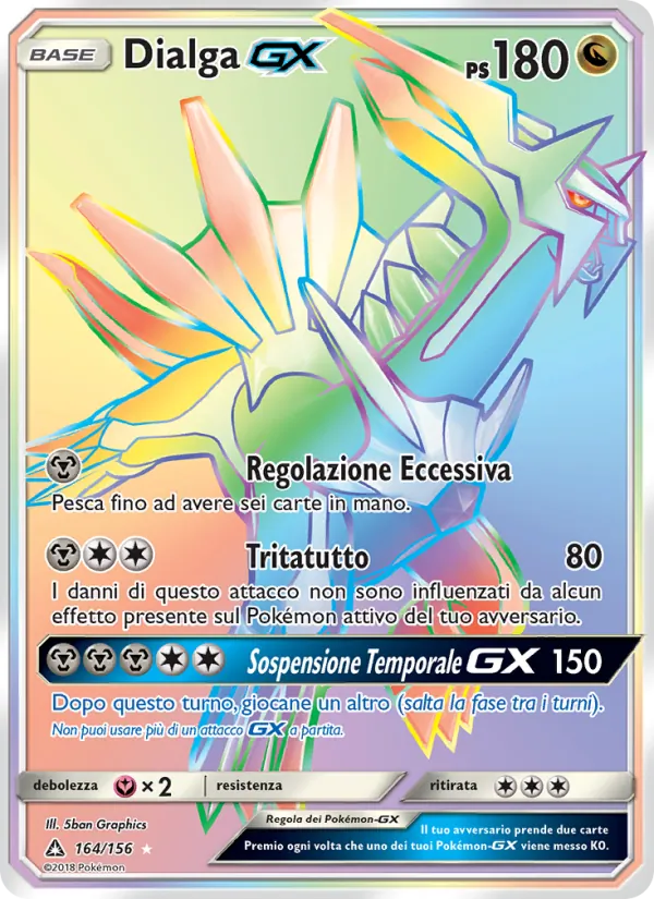 Carta Dialga GX dell'espansione Ultraprisma, numero 164/156