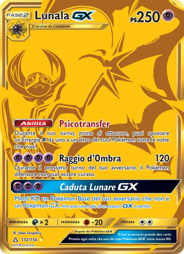 Carta Lunala GX dell'espansione Ultraprisma, numero 172/156