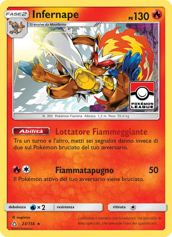Carta Infernape dell'espansione Ultraprisma, numero 23/156