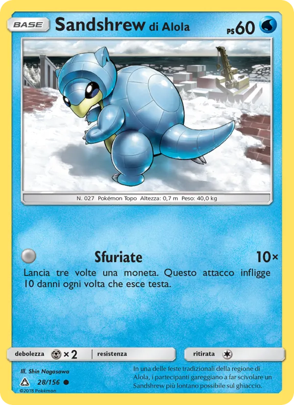 Carta Sandshrew di Alola dell'espansione Ultraprisma, numero 28/156