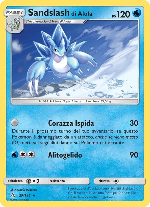 Carta Sandslash di Alola dell'espansione Ultraprisma, numero 29/156