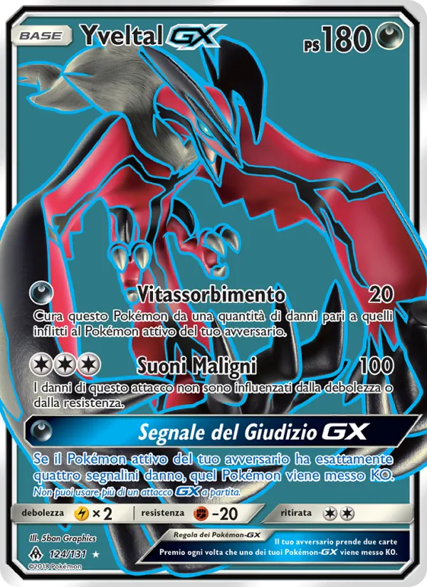 Carta Yveltal GX dell'espansione Apocalisse Di Luce, numero 124/131