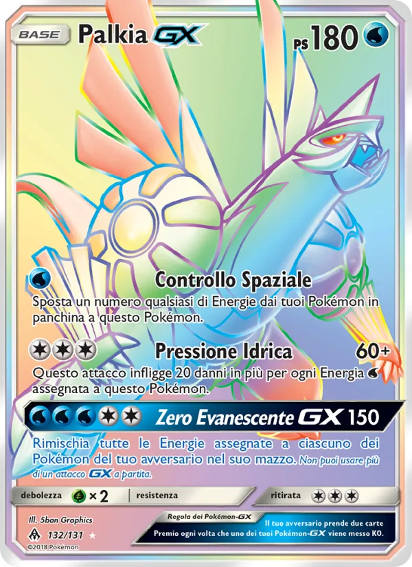 Carta Palkia GX dell'espansione Apocalisse Di Luce, numero 132/131