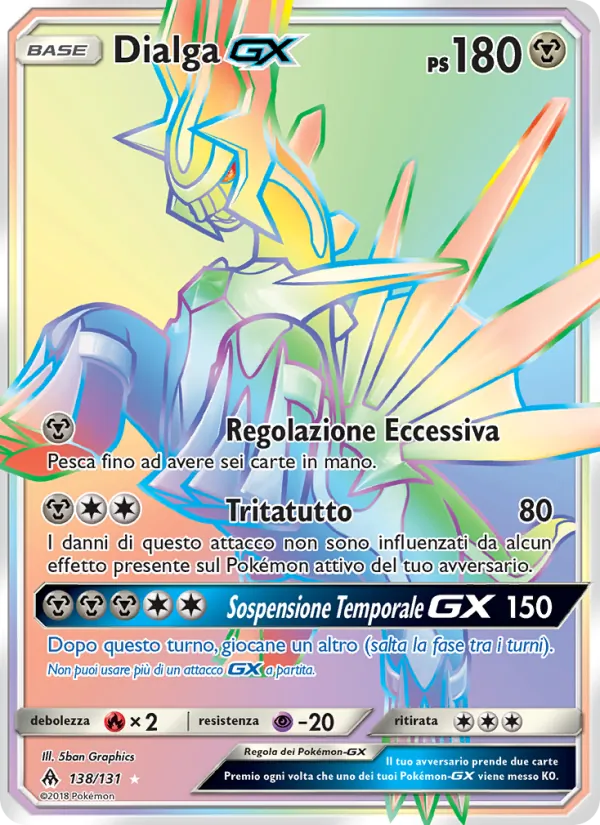 Carta Dialga GX dell'espansione Apocalisse Di Luce, numero 138/131