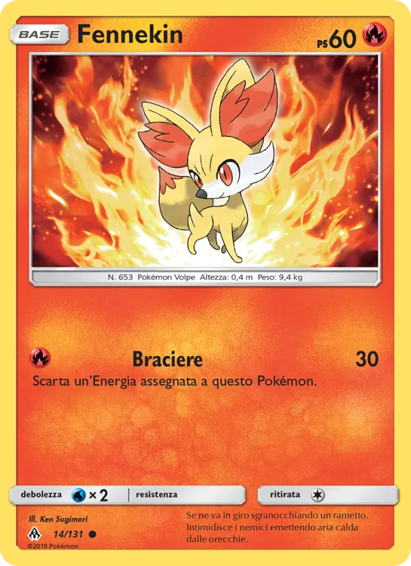 Carta Fennekin dell'espansione Apocalisse Di Luce, numero 14/131
