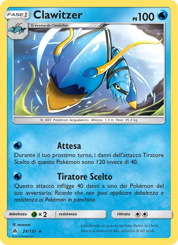 Carta Clawitzer dell'espansione Apocalisse Di Luce, numero 26/131