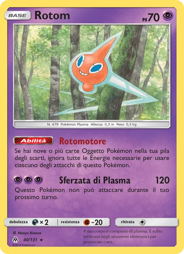 Carta Rotom dell'espansione Apocalisse Di Luce, numero 40/131