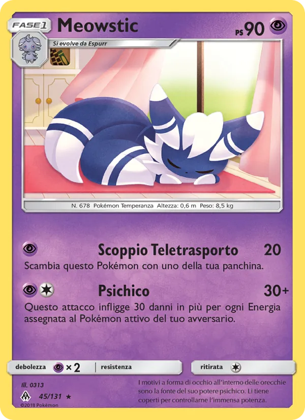 Carta Meowstic dell'espansione Apocalisse Di Luce, numero 45/131